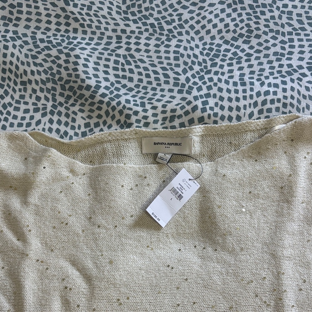 Banana Republic Light Gold-Trim Knit Sweater